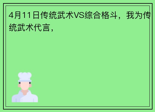 4月11日传统武术VS综合格斗，我为传统武术代言，